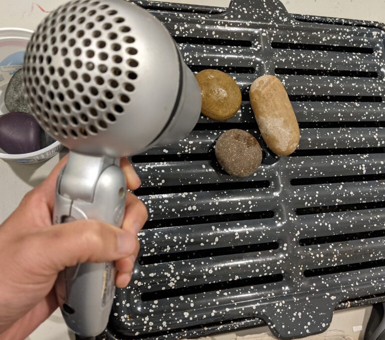Drying rocks with a blow dryer