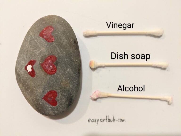 Household solutions to fix rock painting mistakes: vinegar, alcohol, dish soap