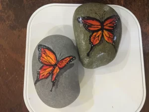Painted Rocks with(darker) and without Seal.