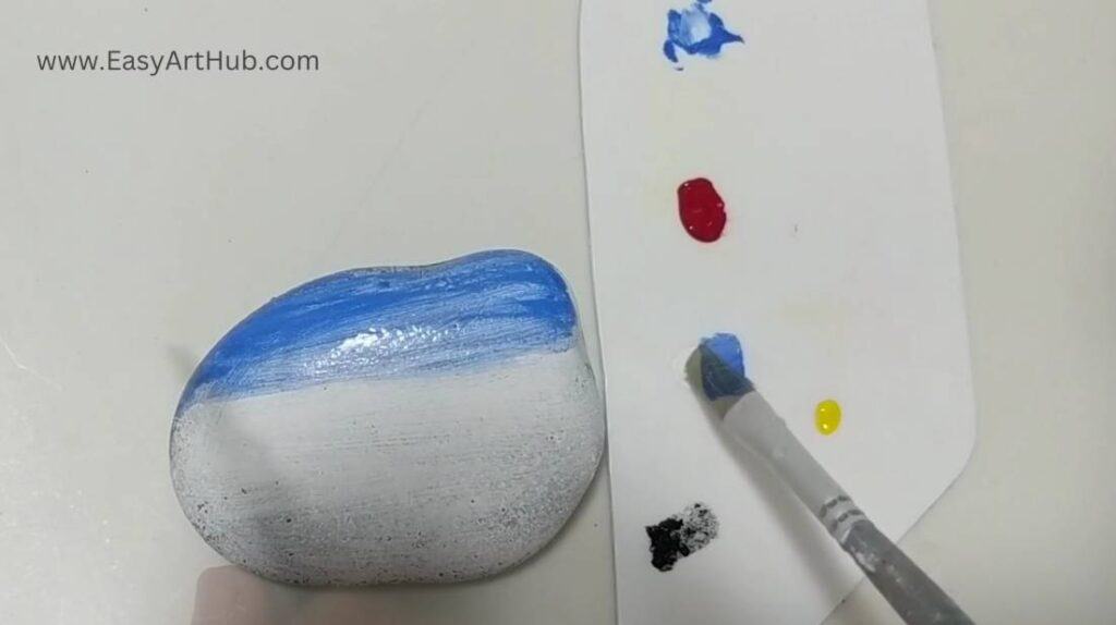 Step 1a. Blue Sky (Moonlit Landscape Rock Painting Tutorial)