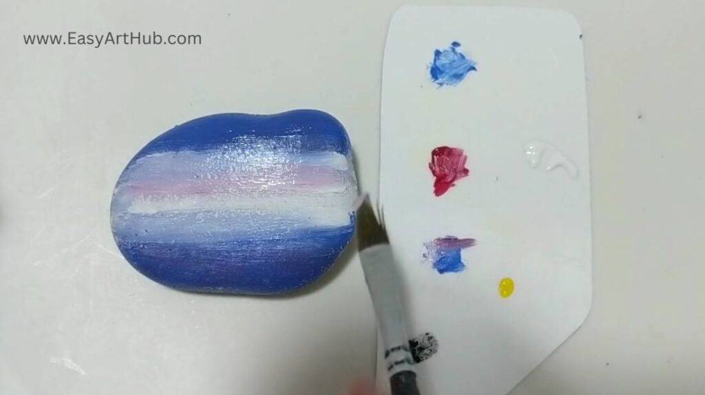 Step 2a. Pink Sky (Moonlit Landscape Rock Painting Tutorial)