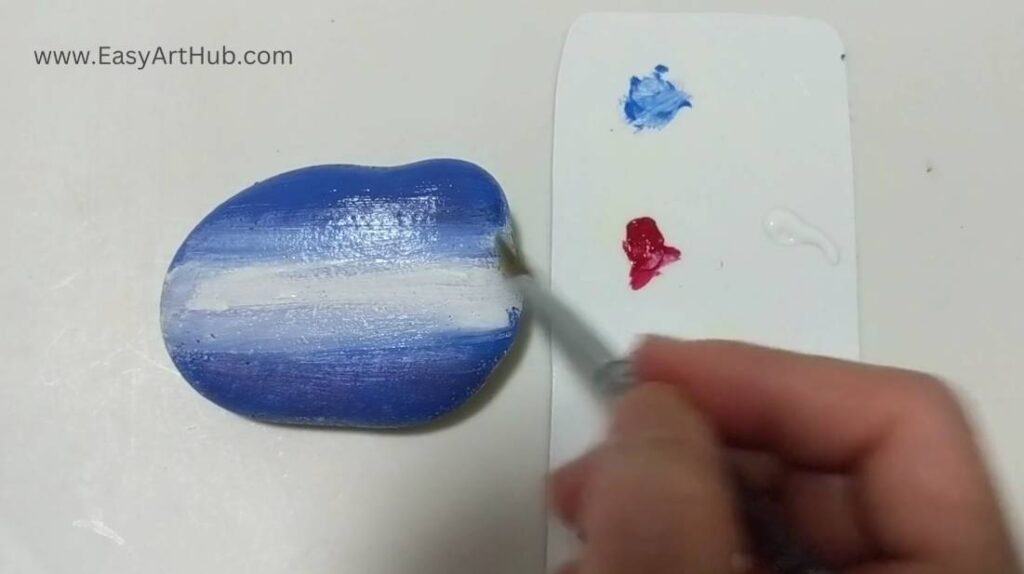 Step 1b. Blue Sky (Moonlit Landscape Rock Painting Tutorial)