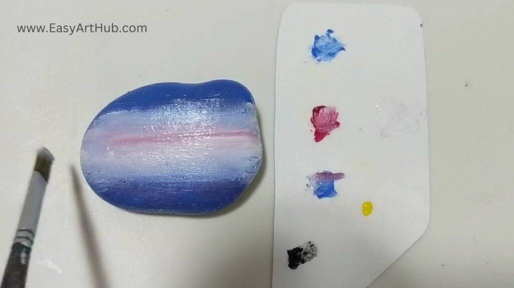 Step 2b. Pink Sky (Moonlit Landscape Rock Painting Tutorial)