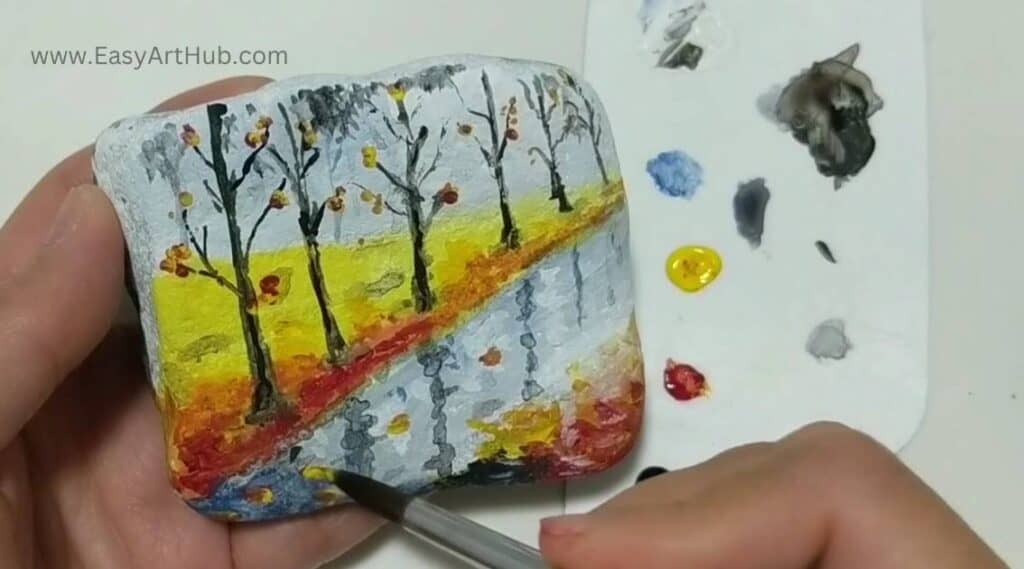 Step 8.Fine-Tune(Serene Autumn Rock Painting Tutorial)