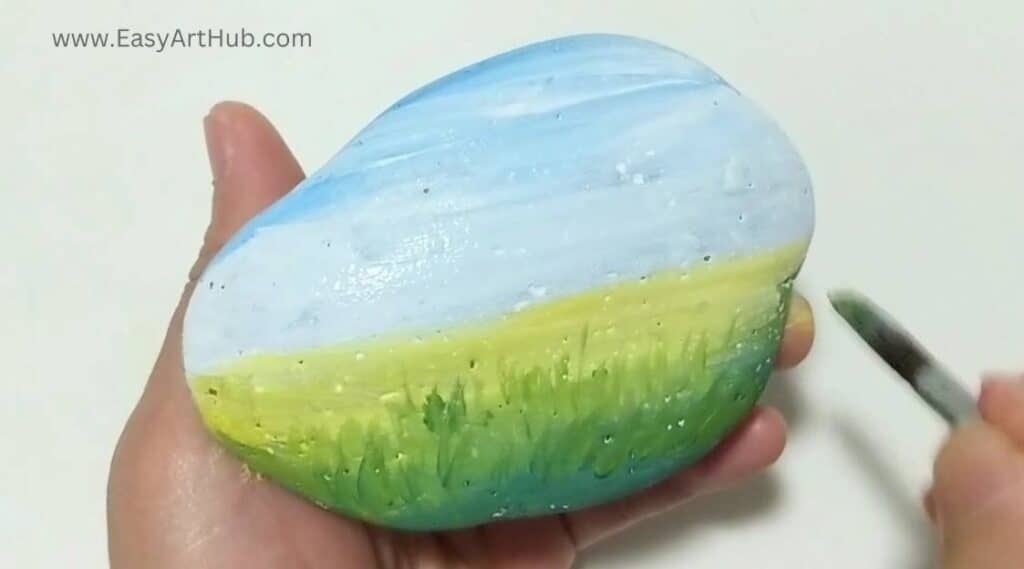 Step 4. Grass Layers (Autumn Anew: Rock Painting Tutorial)