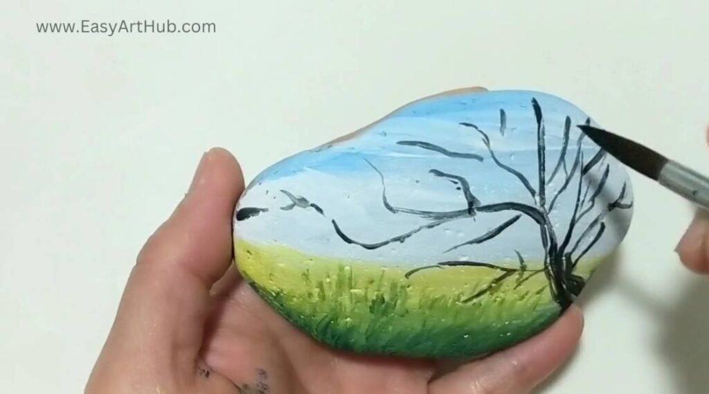 Step 5. Tree Outline (Autumn Anew: Rock Painting Tutorial)