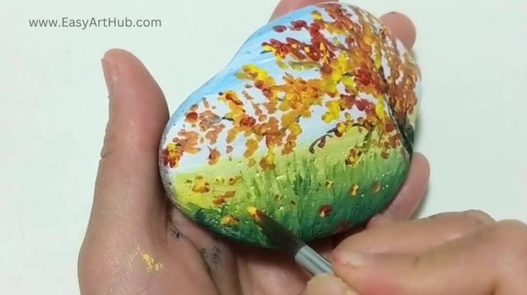 Step 6. Autumn Leaves  (Autumn Anew: Rock Painting Tutorial)