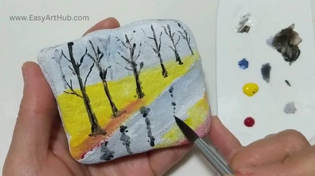 Step 4.Reflections (Serene Autumn Rock Painting Tutorial)