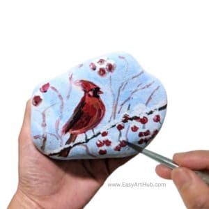 Red Cardinal Bird: Rock Painting